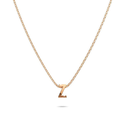 Initials Brick Alphabet Letter Necklace Rose Gold Layered Steel Jewellery